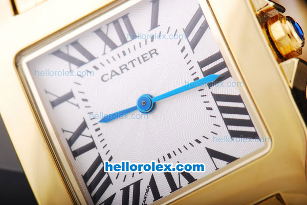 Cartier Montre Santos Demoiselle Man Size Full Gold with White Dial - Click Image to Close