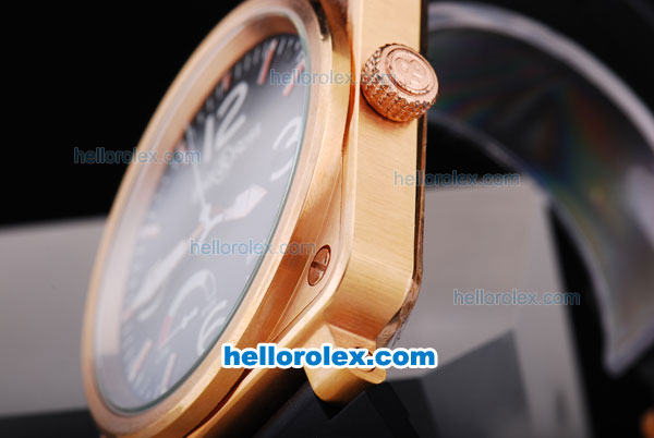 Bell & Ross BR 01-97 Asia ETA 2892 Movement Working Power Reserve Black Dial-Gold Case with Rubber Strap - Click Image to Close