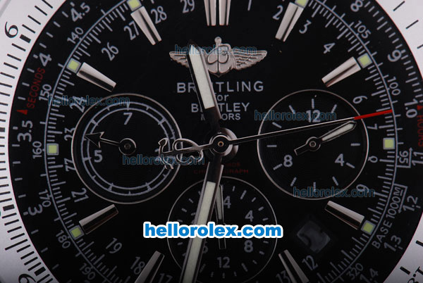 Breitling for Bentley Motors Automatic Movement Silver Case with Black Dial and SS Band - Click Image to Close