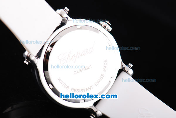 Chopard Happy Sport Chronograph Quartz Movement Full White with Rubber Strap-Lady Size - Click Image to Close