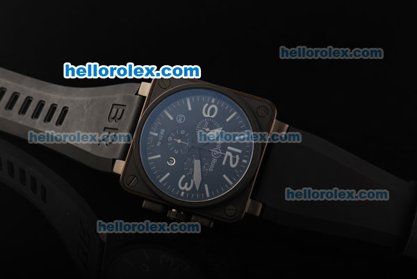 Bell&Ross BR 01-94 Swiss Quartz Movement PVD Case with Black Dial and Black Rubber Strap - Click Image to Close