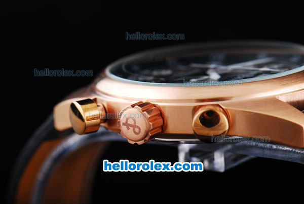 Bell & Ross Automatic Movement Rose Gold Case with Black Dial - Click Image to Close