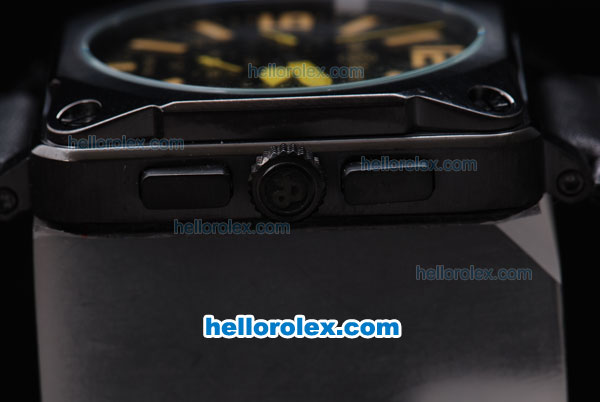 Bell & Ross BR 01-94 Automatic Movement PVD Casing with Yellow marking Black Bezel and Leather Strap - Click Image to Close