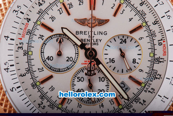 Breitling for Bentley Motors T Working Chronograph Quartz Rose Gold Case with White Dial and Rose Gold Stick Markers