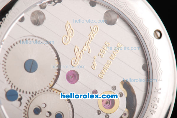 Breguet Jubilee Regulatuer Salmon Flying Tourbillon Manual Wind Movement Silver Case with White Dial and Black Leather Strap - Click Image to Close