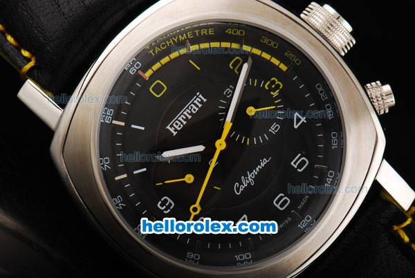 Ferrari California Automatic Movement Black Dial with Numeral Markers and Yellow Second Hand - Click Image to Close