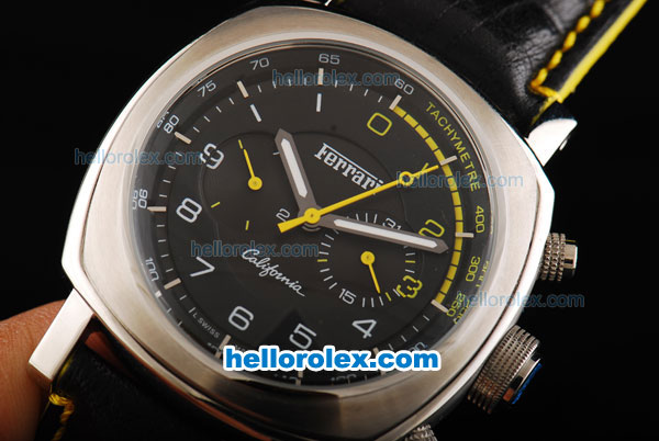Ferrari California Automatic Movement Black Dial with Numeral Markers and Yellow Second Hand - Click Image to Close