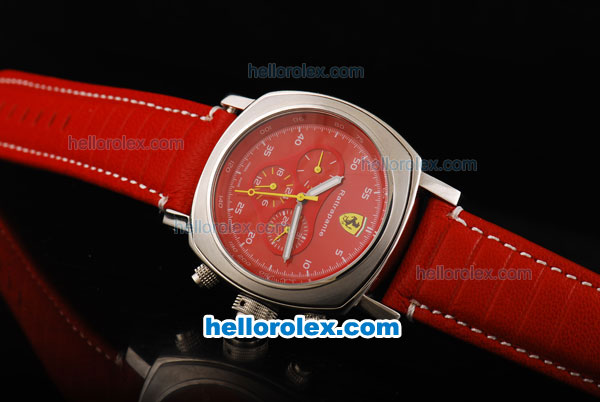 Ferrari Rattrapant Automatic Silver Case with Red Dial and Leather Strap - Click Image to Close
