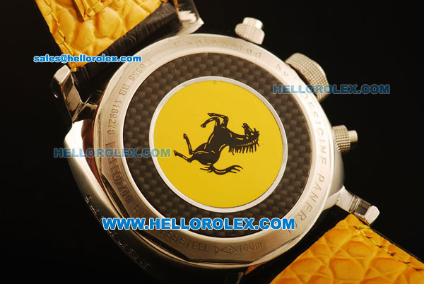 Ferrari California Chronograph Miyota Quartz Movement 7750 Coating Case with Black Dial and Black Leather Strap - Click Image to Close