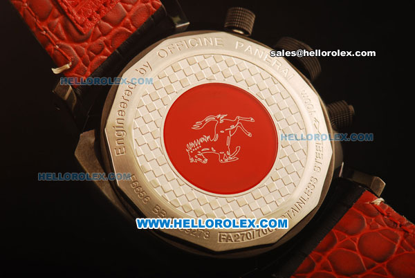 Ferrari Chronograph Miyota Quartz PVD Case with Black Dial and Black Leather-White Numeral Markers - Click Image to Close