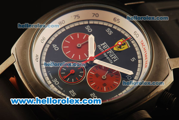 Ferrari Rattrapante Chronograph Quartz PVD Case with Black Dial and Black Rubber Strap - Click Image to Close