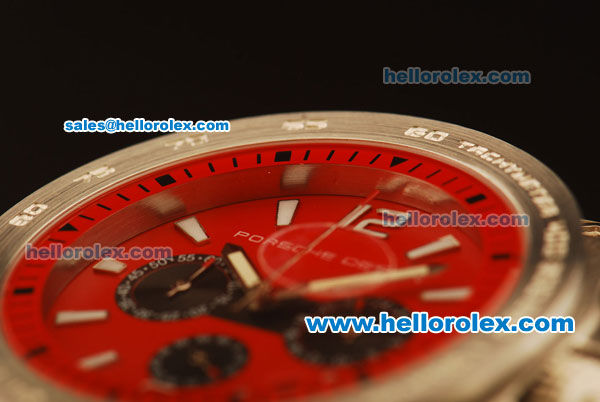 Ferrari Chronogaph Swiss ETA Quartz Full Steel with Red Dial and 7750 Coating - Click Image to Close