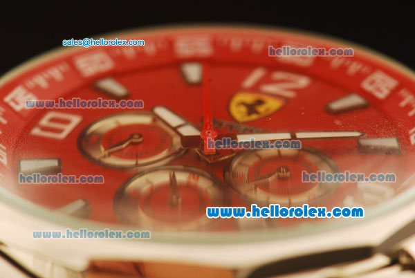 Ferrari Automatic Full Steel Case with Red Dial and Three Subdials-SS Strap - Click Image to Close