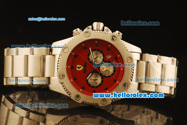 Ferrari Automatic Full Steel Case with Red Dial and Black Markers-SS Strap - Click Image to Close
