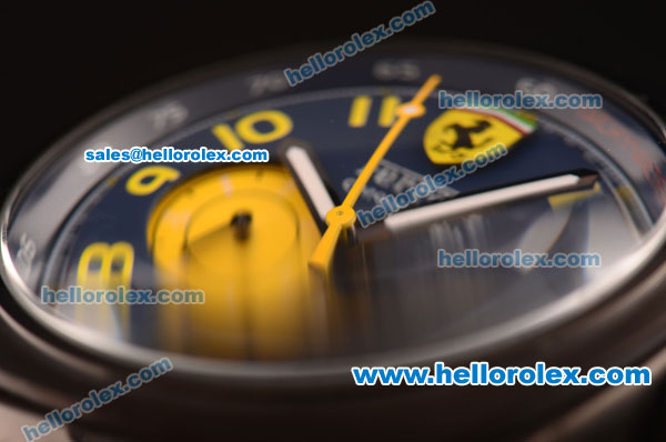 Ferrari Automatic PVD Case with Blue Dial and Black Leather Strap-7750 Coating - Click Image to Close