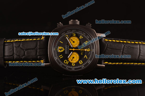 Ferrari Automatic PVD Case with Black Dial and Yellow Markers-7750 Coating - Click Image to Close