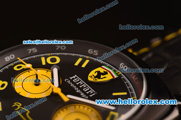 Ferrari Automatic PVD Case with Black Dial and Yellow Markers-7750 Coating - Click Image to Close