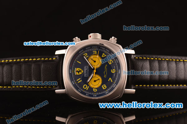 Ferrari Automatic Steel Case with Blue Dial and Black Leather Strap-7750 Coating - Click Image to Close