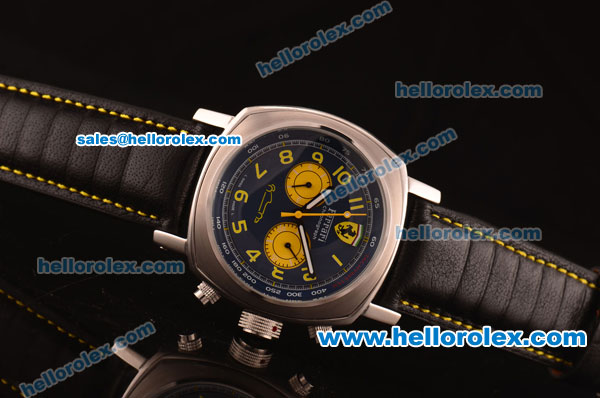 Ferrari Automatic Steel Case with Blue Dial and Black Leather Strap-7750 Coating - Click Image to Close