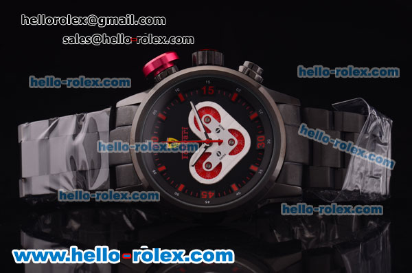 Ferrari Chronograph Miyota Quartz Full PVD with Black Dial and Red Markers - Click Image to Close