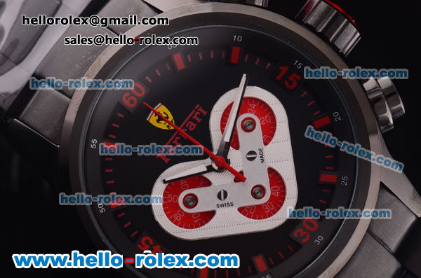 Ferrari Chronograph Miyota Quartz Full PVD with Black Dial and Red Markers - Click Image to Close