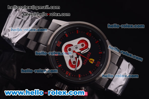 Ferrari Chronograph Miyota Quartz Full PVD with Black Dial and Red Markers - Click Image to Close