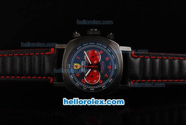 Ferrari Chronograph Miyota Quartz Movement 7750 Coating Case with Black Dial-Red Numeral Markers - Click Image to Close