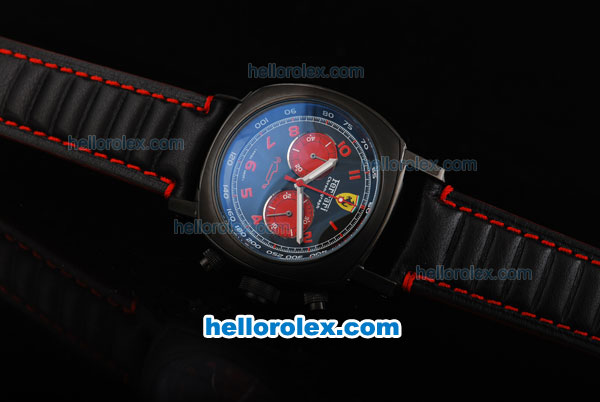 Ferrari Chronograph Miyota Quartz Movement 7750 Coating Case with Black Dial-Red Numeral Markers - Click Image to Close