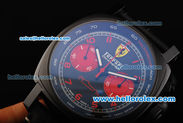 Ferrari Chronograph Swiss Valjoux 7750 Automatic Movement PVD Case with Black Dial and Red Arabic Numerals - Click Image to Close