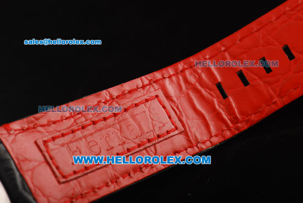 Ferrari Chronograph Miyota Quartz Movement Steel Case with Red Arabic Numerals and Black Leather Strap - Click Image to Close