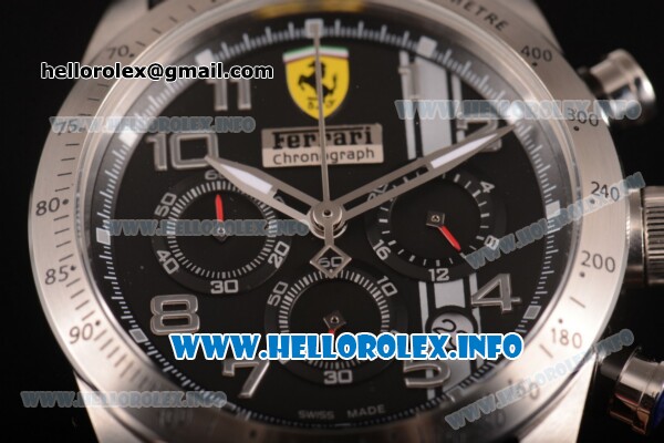 Scuderia Ferrari Chronograph Miyota OS20 Quartz Steel Case with Black Dial Leather Strap and Silver Arabic Numeral Markers - Click Image to Close