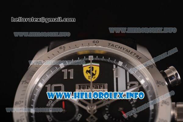 Scuderia Ferrari Chronograph Miyota OS20 Quartz Steel Case with Black Dial Leather Strap and Silver Arabic Numeral Markers - Click Image to Close