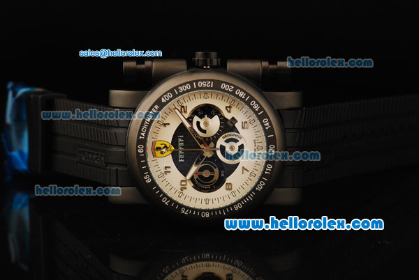 Ferrari Chronograph Quartz Movement 7750 Coating Case with Black Rubber Strap - Click Image to Close