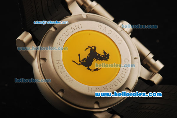 Ferrari Chronograph Quartz Movement 7750 Coating Case with Red/Black Dial and Black Rubber Strap - Click Image to Close
