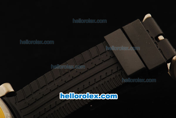 Ferrari Chronograph Quartz Movement Steel Case with Black/White Dial and Black Rubber Strap-7750 Coating - Click Image to Close