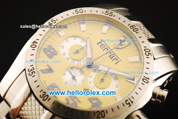 Ferrari Chronograph Quartz Movement Full Steel with Yellow Dial - Click Image to Close