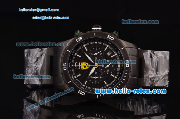 Ferrari Chronograph Miyota OS20 Quartz PVD Case with White Markers Black Dial and PVD Strap - Click Image to Close