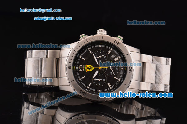 Ferrari Chronograph Miyota OS20 Quartz Full Steel with White Markers and Black Dial - Click Image to Close