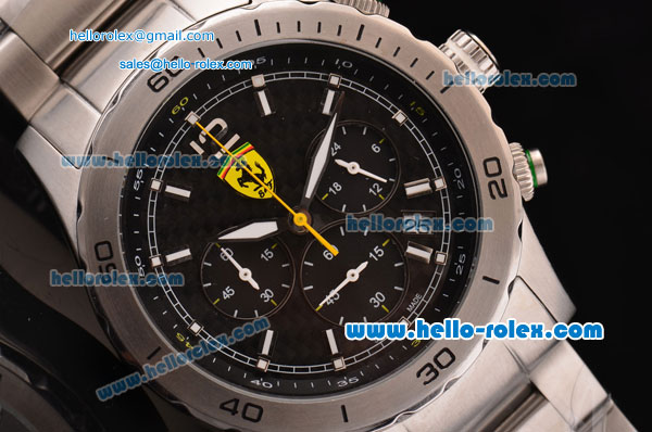 Ferrari Chronograph Miyota OS20 Quartz Full Steel with White Markers and Black Dial - Click Image to Close