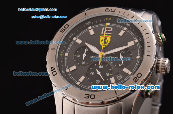 Ferrari Chronograph Miyota OS20 Quartz Full Steel with White Markers and Black Dial - Click Image to Close