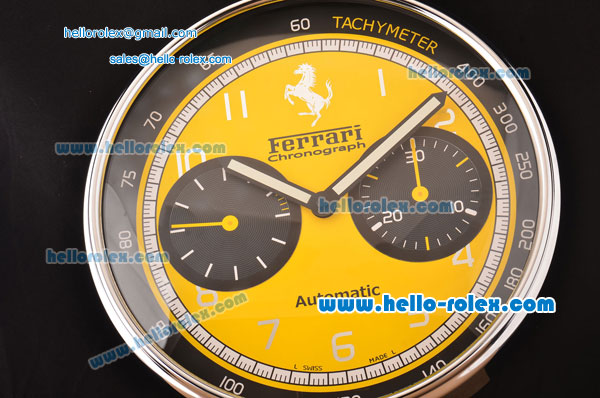 Ferrari Granturismo Quartz Wall Clock Stainless Steel Case with Yellow Dial - Click Image to Close