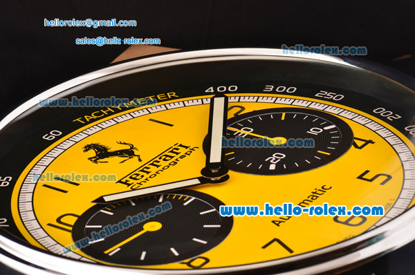Ferrari Granturismo Quartz Wall Clock Stainless Steel Case with Yellow Dial - Click Image to Close