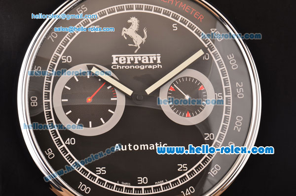 Ferrari Granturismo Quartz Stainless Steel Case with Black Dial Wall Clock - Click Image to Close