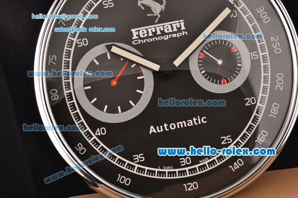 Ferrari Granturismo Quartz Stainless Steel Case with Black Dial Wall Clock - Click Image to Close