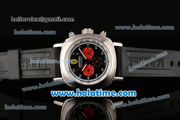 Ferrari Chronograph Automatic Movement Black Dial with White Numeral Marker and Red Subdials-Black Rubber Strap - Click Image to Close