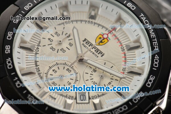 Ferrari Rattrapante Chrono Miyota OS20 Quartz Steel Case with PVD Bezel White Dial and Stick Markers - Click Image to Close