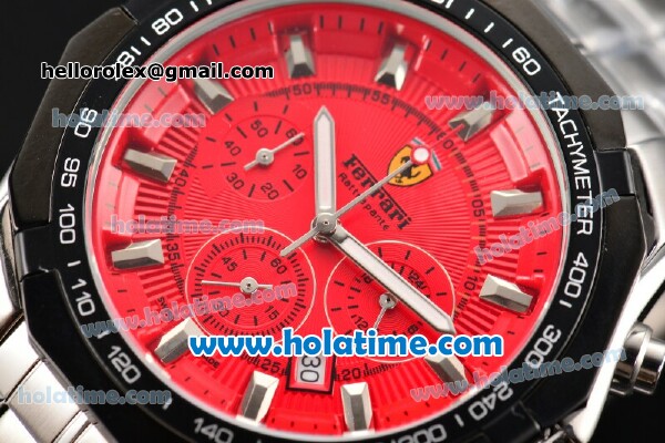 Ferrari Rattrapante Chrono Miyota OS20 Quartz Steel Case with PVD Bezel Red Dial and Stick Markers - Click Image to Close