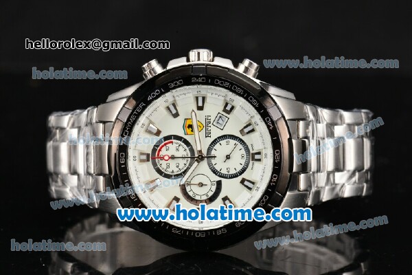 Ferrari Rattrapante Chrono Miyota OS10 Quartz Steel Case with PVD Bezel White Dial and Stick Markers - Click Image to Close
