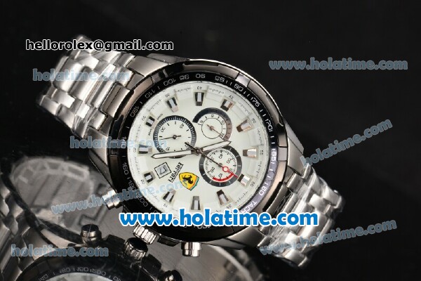 Ferrari Rattrapante Chrono Miyota OS10 Quartz Steel Case with PVD Bezel White Dial and Stick Markers - Click Image to Close