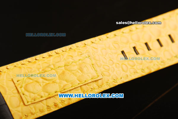 Ferrari Chronograph Miyota Quartz Movement Rose Gold Case with White/Yellow Arabic Numerals - Black Leather Strap - Click Image to Close